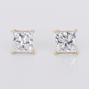 14k Solid Gold Lab Diamond Solitaire Earrings - 50302