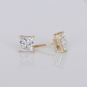 14k Solid Gold Lab Diamond Solitaire Earrings - 50302