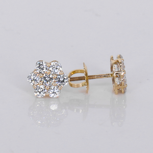 10k Solid Gold Lab Diamond 7mm Flower Earrings - 50306