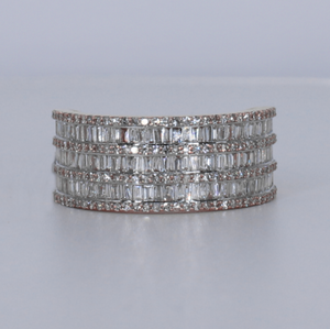 10k Solid Gold Baguette Diamond Triple Row Men's Band - 30379