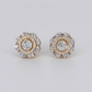 14k Solid Gold Diamond 9mm Flower Cluster Earrings - 50336