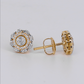 14k Solid Gold Diamond 9mm Flower Cluster Earrings - 50336