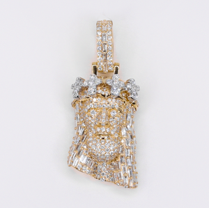 10k Solid Gold Lab Diamond Jesus Pendant - 60643