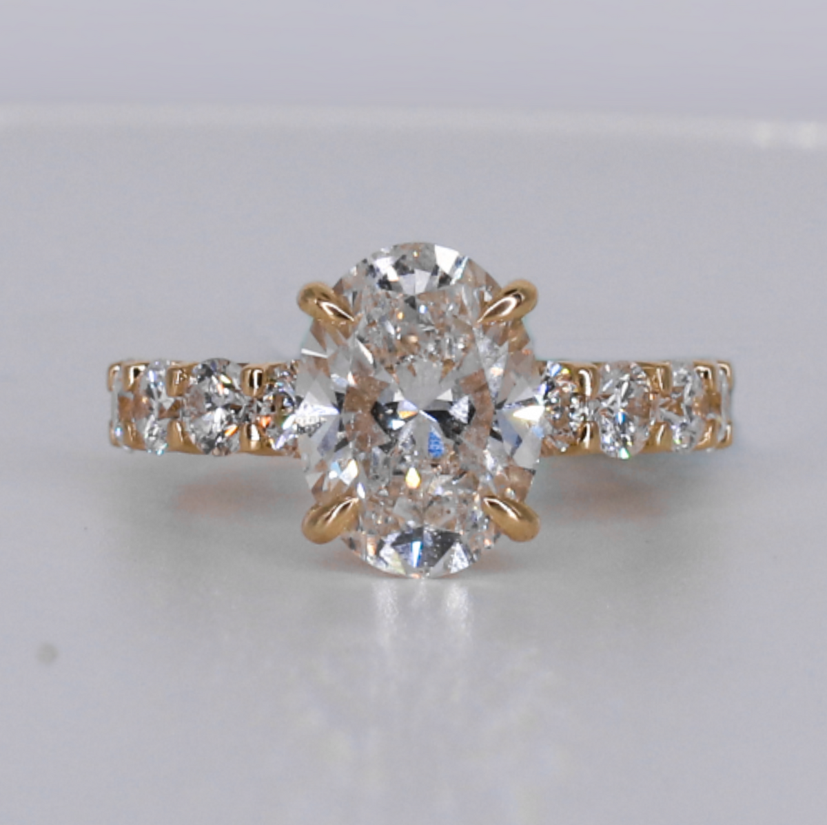 14k Solid Gold Lab Diamond Oval Cut Bridal  Ring - 30406