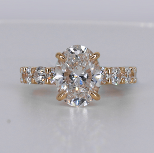 14k Solid Gold Lab Diamond Oval Cut Bridal  Ring - 30406