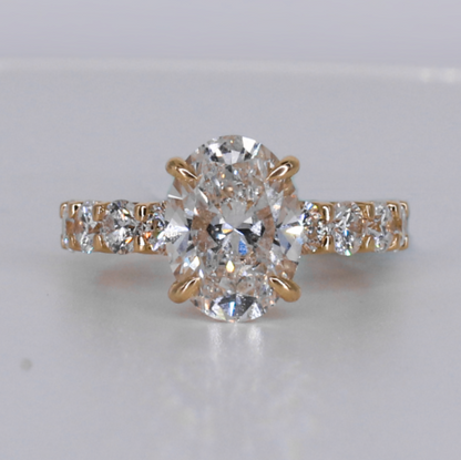 14k Solid Gold Lab Diamond Oval Cut Bridal  Ring - 30406