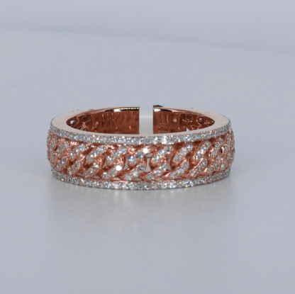 10k Solid Gold Diamond Cuban Men's Band - 30377