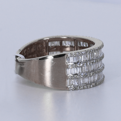 10k Solid Gold Baguette Diamond Triple Row Men's Band - 30379
