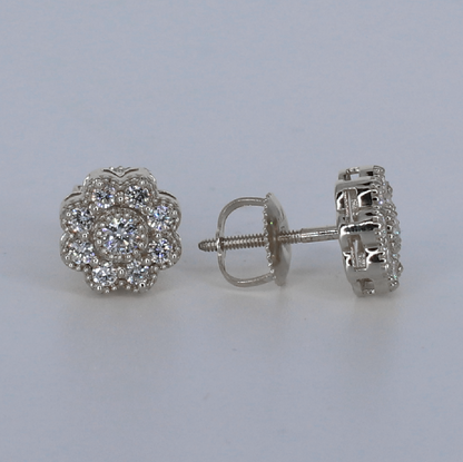 14k Solid Gold 8.5mm VVS Lab Diamond Flower Earrings - 50351