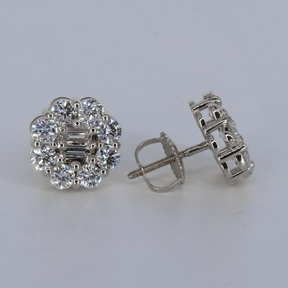 14k Solid Gold 10.4mm VVS Lab Diamond Flower Earrings - 50353