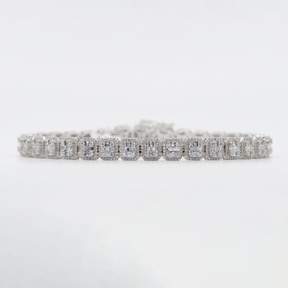 10k Solid Gold 6mm VS Diamond Baguette Square Tennis Bracelet - 20144