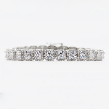 10k Solid Gold 8mm VS Diamond Baguette Square Tennis Bracelet - 20146