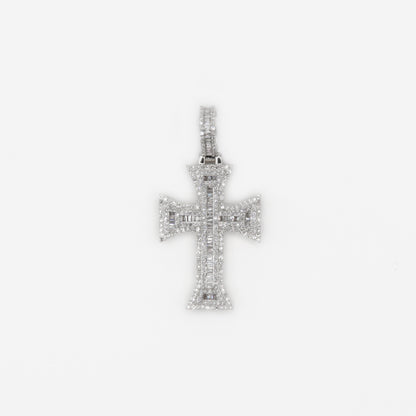 10k Solid Gold Baguette Diamond Edge Cross - 60390