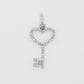 10k Solid Gold Diamond Halo Heart Key Pendant - 60403