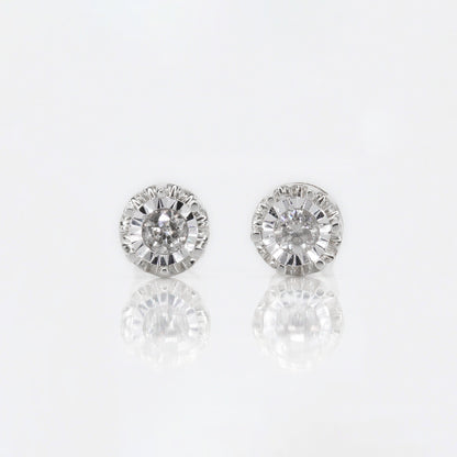 10k Solid Gold 5.5mm Diamond Solitaire Illusion-Set Earrings - 50094