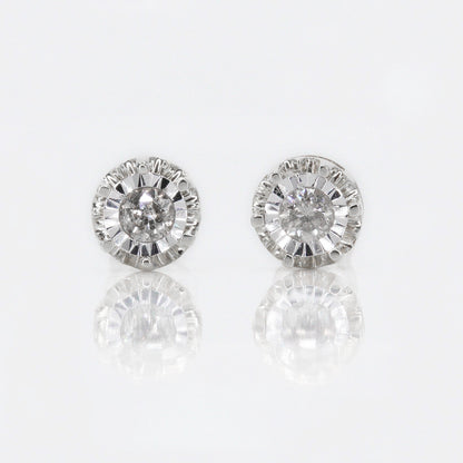 10k Solid Gold 5.5mm Diamond Solitaire Illusion-Set Earrings - 50094