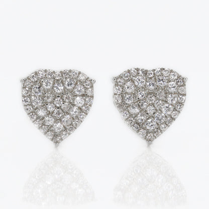 14k Solid Gold 11mm Diamond Heart Cluster Earrings - 50020