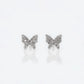 10k Solid Gold 6.5mm Diamond Butterfly Earrings - 50064