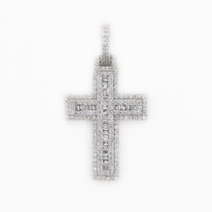 10k Solid Gold VS Baguette Diamond 1.25" 3D Cross - 60188