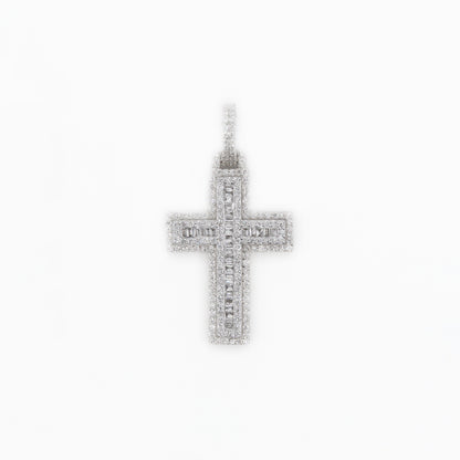 10k Solid Gold VS Baguette Diamond 1.25" 3D Cross - 60188