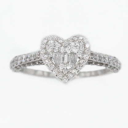 10k Solid Gold VS1 Baguette Diamond Heart Ring - 30163