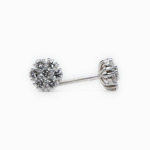 14k Solid Gold 6mm VS1 Diamond Flower Earrings - 50156