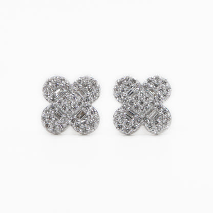 14k Solid Gold 10mm VS1 Diamond Clover Earrings - 50190