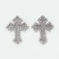 10k Solid Gold Diamond Cluster Cross Earrings - 50217