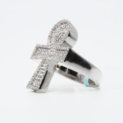 10k Solid Gold VS Diamond XL Ankh Ring - 30103