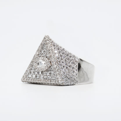 14k Solid Gold VS1 Diamond Brick-Cut Pyramid Ring - 30066