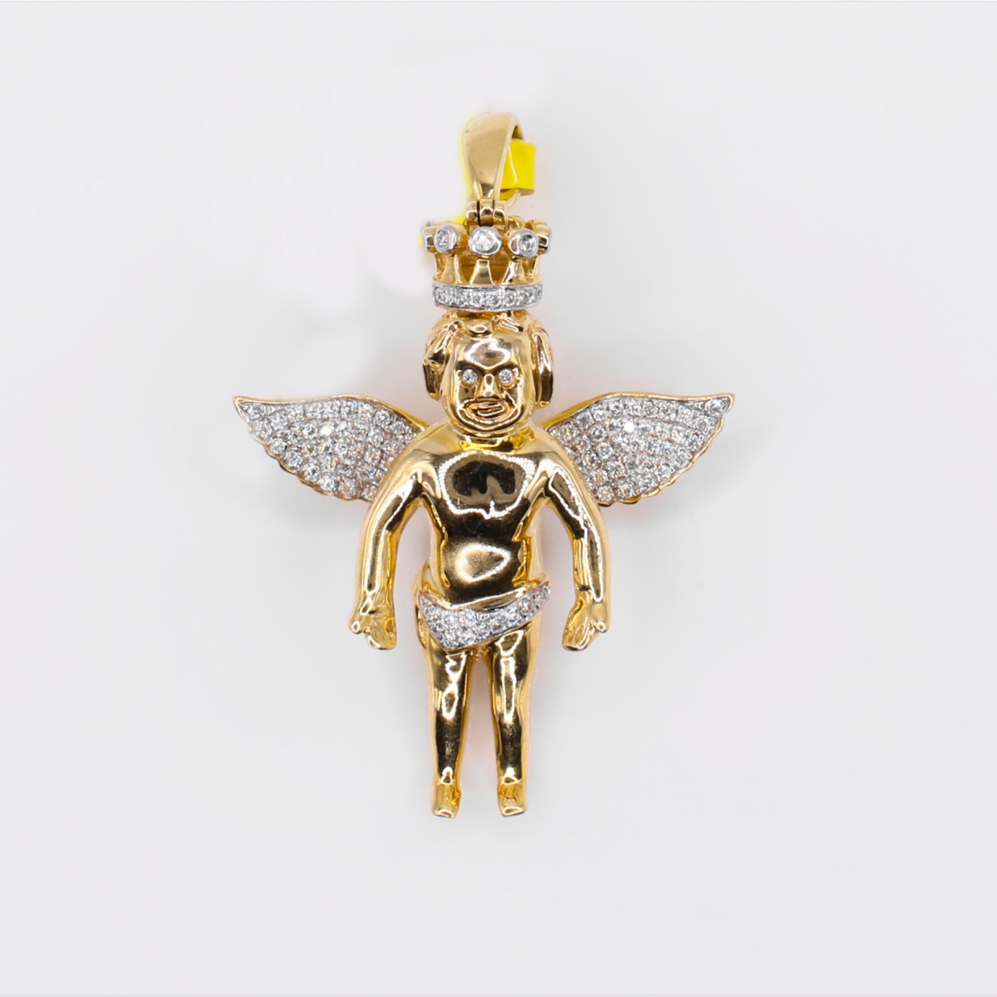 10k Solid Gold Diamond Crowned Angel Pendant - 60605