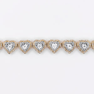10k Solid Gold Diamond Cluster Hearts Bracelet - 20205