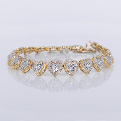 10k Solid Gold Diamond Cluster Hearts Bracelet - 20205