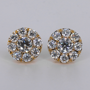 14k Solid Gold 14mm VVS Lab Diamond Cluster Earrings - 50349