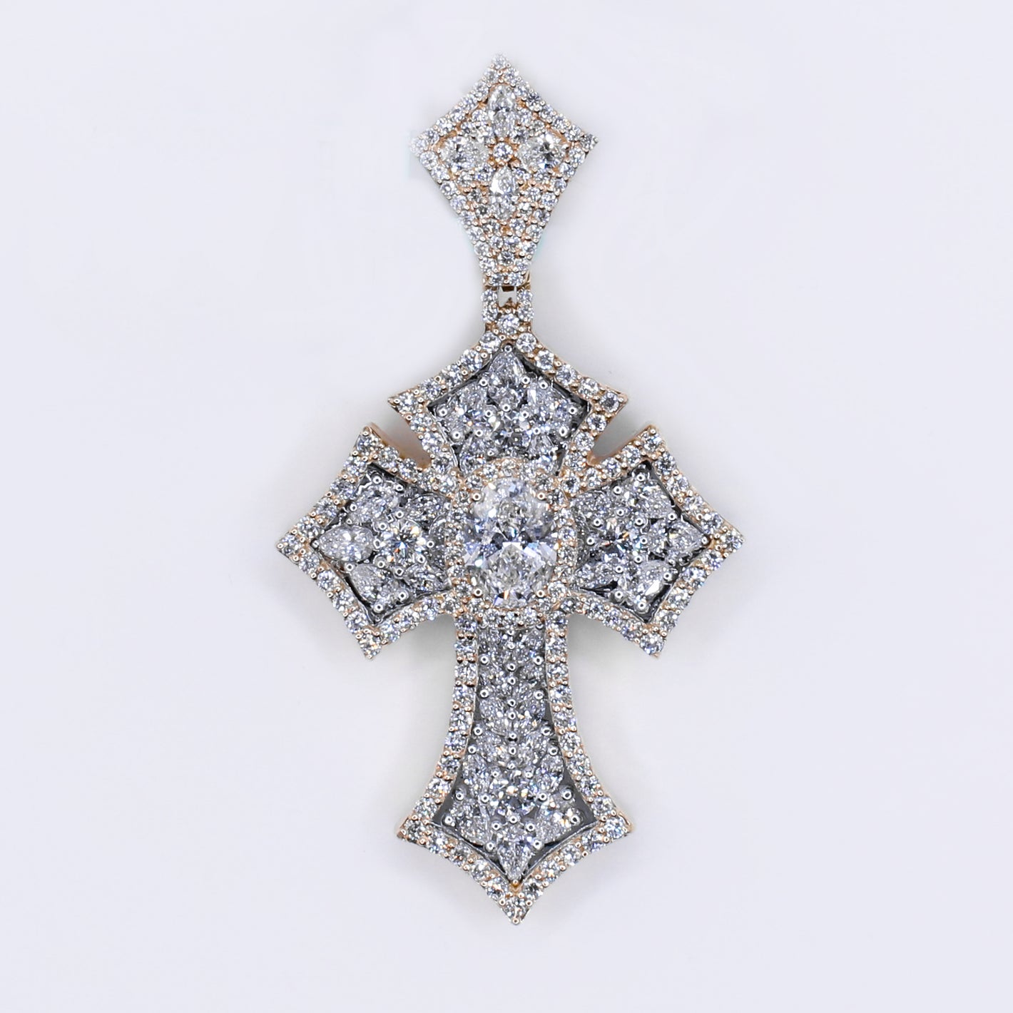 10k Solid Gold Lab Diamond Sovereign Cross Pendant - 60554
