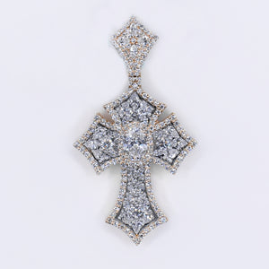 10k Solid Gold Lab Diamond Sovereign Cross Pendant - 60554