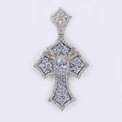 10k Solid Gold Lab Diamond Sovereign Cross Pendant - 60554