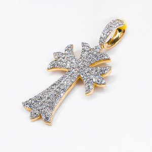 10k Solid Yellow Gold Lab Diamond Cross Pendant - 60565
