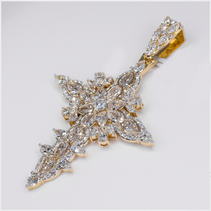 10k Gold Lab Diamond Floral Marquise Pendant - 60612