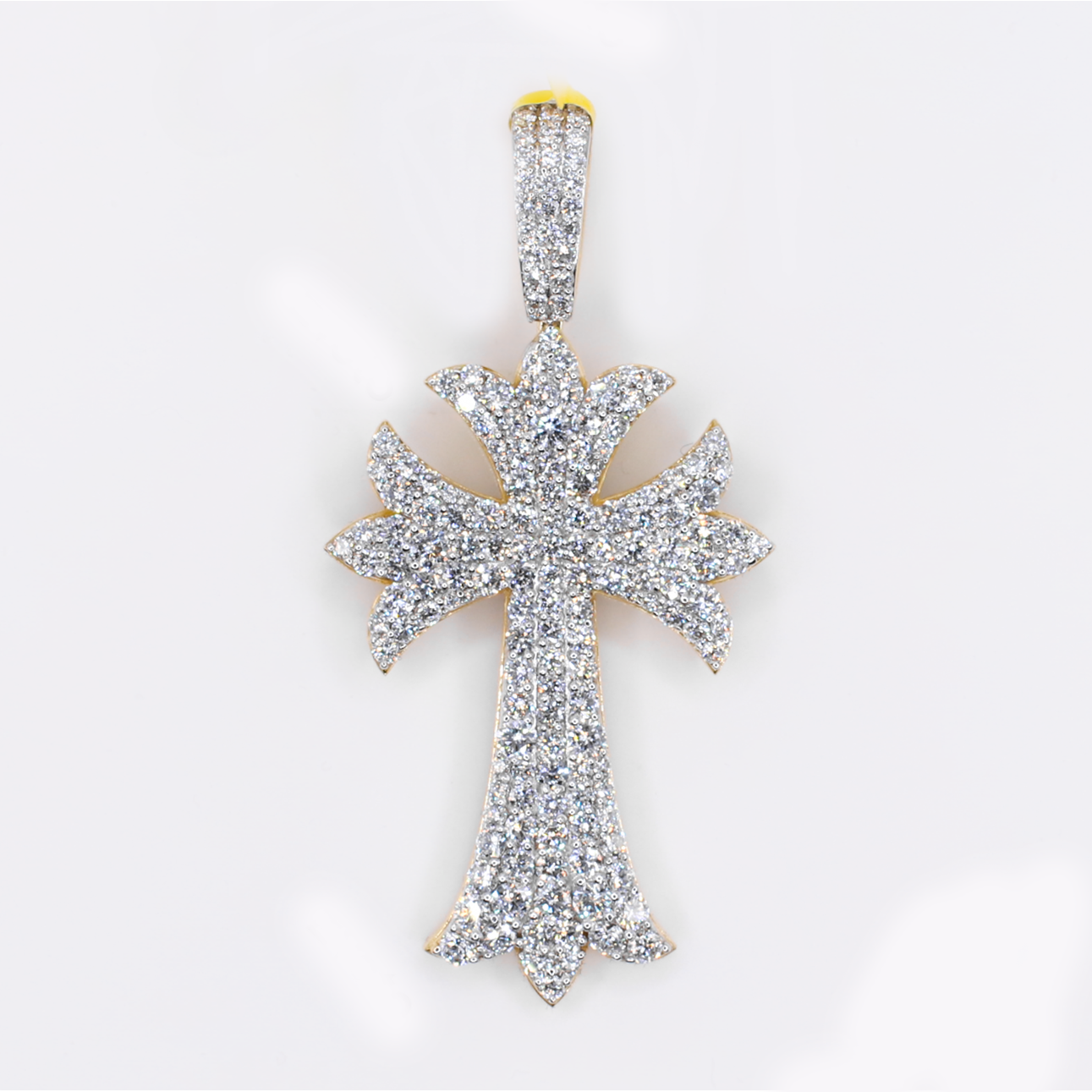 10k Solid Yellow Gold Lab Diamond Cross Pendant - 60565