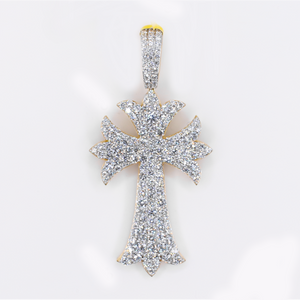 10k Solid Yellow Gold Lab Diamond Cross Pendant - 60565