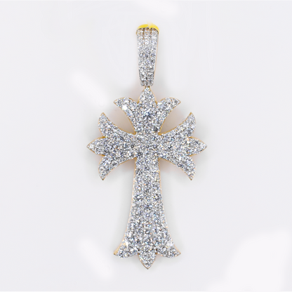 10k Solid Yellow Gold Lab Diamond Cross Pendant - 60565