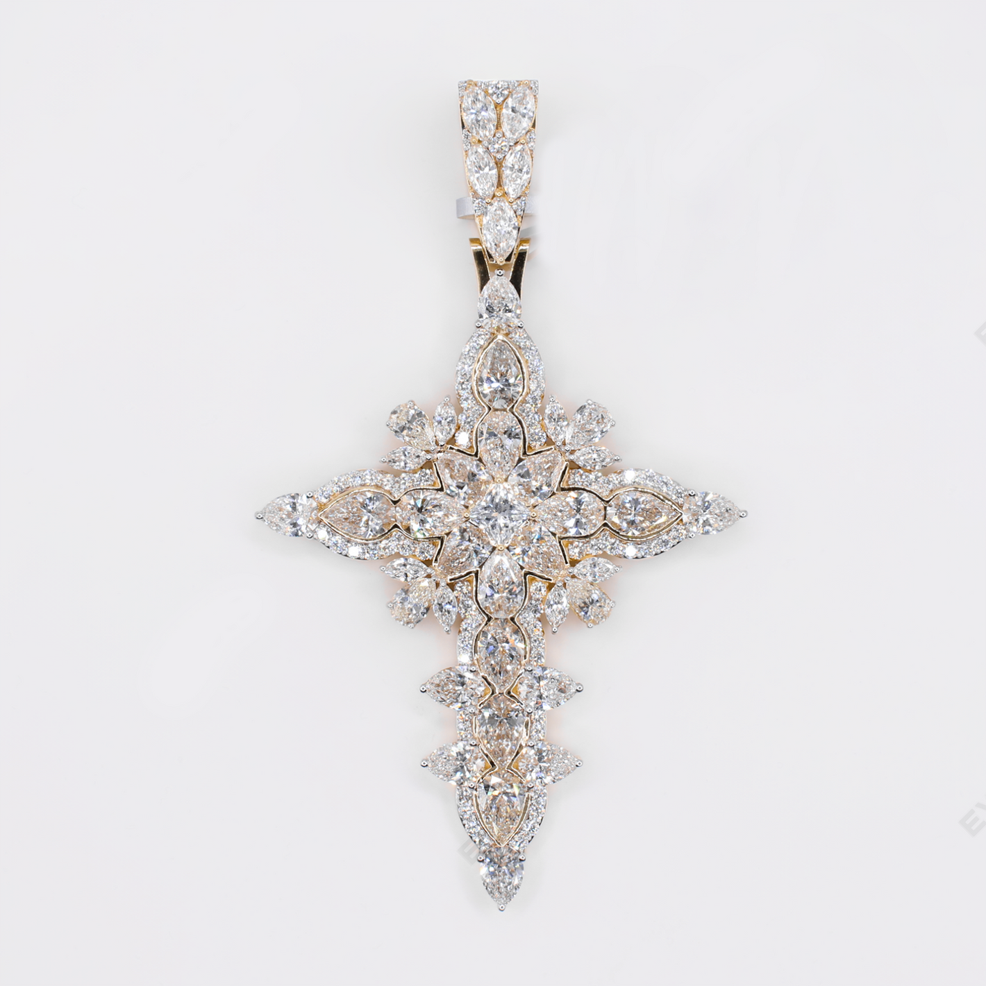 10k Gold Lab Diamond Floral Marquise Pendant - 60612