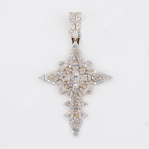 10k Gold Lab Diamond Floral Marquise Pendant - 60612