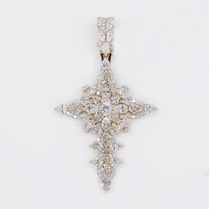 10k Gold Lab Diamond Floral Marquise Pendant - 60612