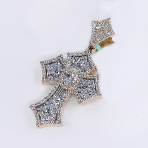 10k Solid Gold Lab Diamond Sovereign Cross Pendant - 60554