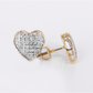 10k Solid Gold Diamond Heart Dome Earrings - 50296