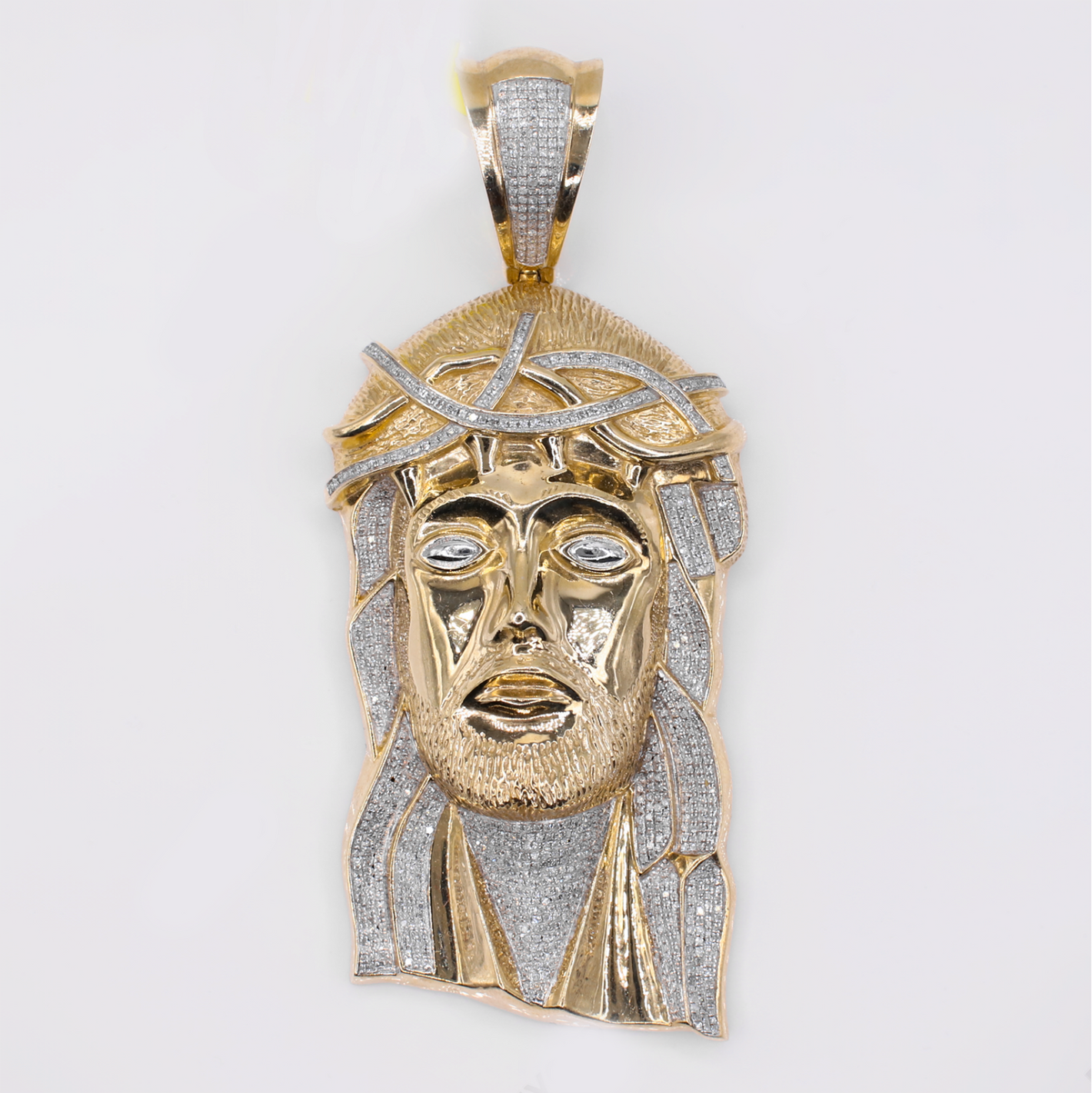 10k Solid Gold Diamond Jesus Head - 60589