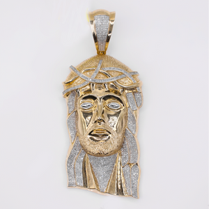 10k Solid Gold Diamond Jesus Head - 60589