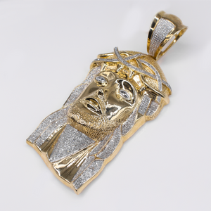 10k Solid Gold Diamond Jesus Head - 60589
